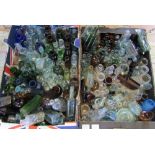 2 boxes of assorted glass bottles