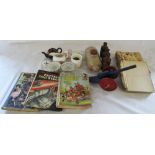 Various ceramics, Fairylite cannon, Disney books (af),