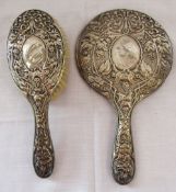 Silver hairbrush and mirror Chester 1909