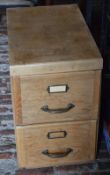 Wooden two drawer filing cabinet