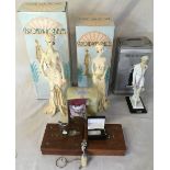 Ex shop stock - Selection of gift items including silver money clip, Broadway Belles figures,