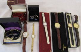 Various watches inc Rotary & Accurist and cufflinks