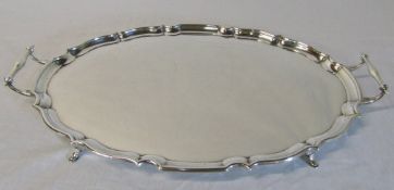 Large oval twin handled silver tray Chester 1919 maker Barker Brothers weight 102 ozt L 56 cm