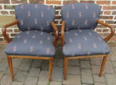 Pair of Danish style overstuffed carver chairs