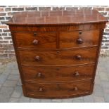 Victorian bow fronted chest of drawers with mahogany veneer,