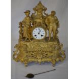 Gilt French ormalu mantle clock, with rear of movement marked 'A.C.