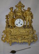 Gilt French ormalu mantle clock, with rear of movement marked 'A.C.