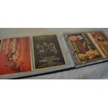 Postcard album of vintage movie posters and transport