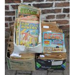 3 boxes of old childrens comics including Roy of the Rovers and Beano