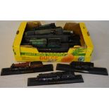 Large box of Amercom display model trains/locomotives