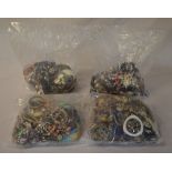 4 large mixed bags of costume jewellery