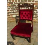 Edwardian easy chair with red velor
