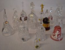 Approx 15 various crystal bells including Mary Gregory style