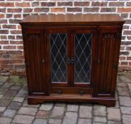 Oak display cabinet with leaded glass & linen fold panels L 107 cm H 102 cm