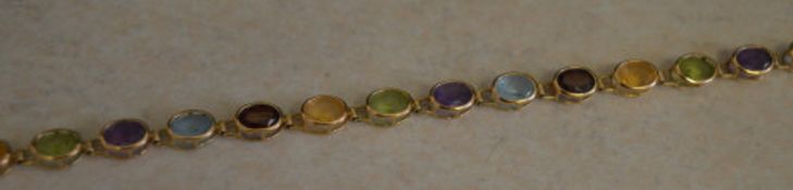 14ct gold bracelet set with semi precious gem stones, total approx weight 6.