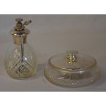 Silver topped dressing table pot and atomiser