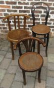 Thonet bentwood chair with label to underside,