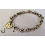 9ct gold bracelet with locket weight 12.