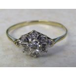 9ct gold diamond cluster ring weight 1 g size P/Q