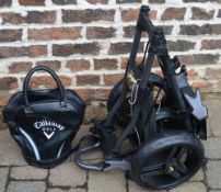 Modern golf trolley and Callaway golf bag