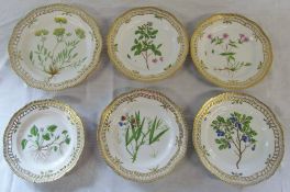 6 hand painted Royal Copenhagen 'Flora Danica' plates - Anthyllus Vulneravia D 28.