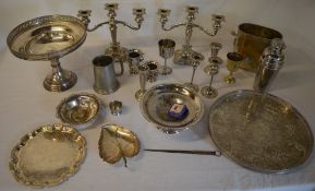 Large quantity of silver plate including candelabra's,