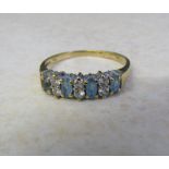 9ct gold cubic zirconia and aquamarine ring total weight 1.