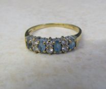 9ct gold cubic zirconia and aquamarine ring total weight 1.