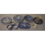 Various blue and white ceramics including Spode Italian