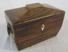 Sarcophagus shaped tea caddy (af) L 19 cm