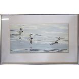 Framed watercolour of birds in flight by Richard Maitland Laws CBE FRS ScD (1926-2014) - Director