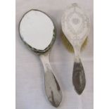 Silver hairbrush and mirror (mirror af) Sheffield 1918