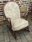 Ercol rocking chair with original cushions and Prince of Wales feathers splat