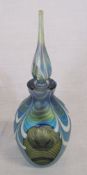 Okra glass perfume bottle signed to underside H 19 cm