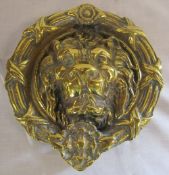 Large brass lion door knocker H 24 cm