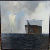 Large oil on canvas 'The big ship,