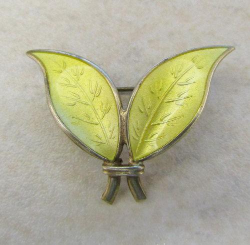 David Anderson silver gilt and enamel double leaf brooch marked 'D-A 925s sterling Norway'