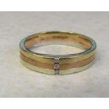 Gents 9ct gold tri tone ring with diamond accents weight 3.