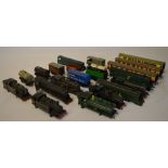Various model railway vehicles including carriages, locomotive shells (not complete),