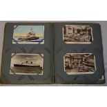 Postcard album including ships and liners,