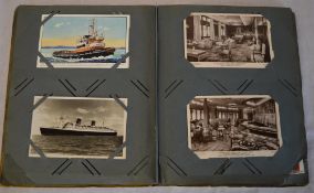 Postcard album including ships and liners,