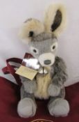 Modern jointed teddy bear / donkey by Charlie Bears 'Desmond' designed by Alison Mills L 43 cm