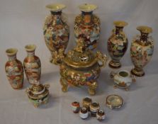 Various modern Satsuma style ceramics (many broken pieces - AF)
