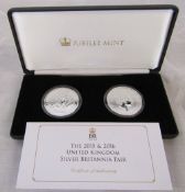 Jubilee Mint 2015 and 2016 United Kingdom silver Britannia pair