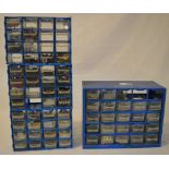 Miniature drawers of model railway parts and pieces/spares