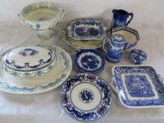 Selection of blue and white ceramics inc Davenport,