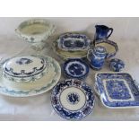 Selection of blue and white ceramics inc Davenport,