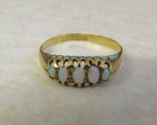 18ct gold 5 stone opal ring size P hallmarked Birmingham 1923 weight 1.