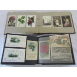 2 vintage postcard albums containing assorted greeting cards