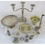 Assorted silver plate and pewter inc candelabra